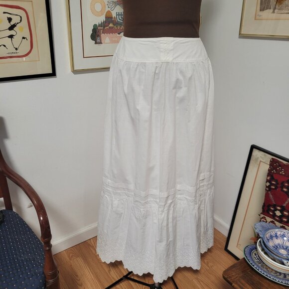 Vintage 100% Cotton Pleated and Lace Underskirt -Drawstring Waist tie XL - Picture 2 of 4